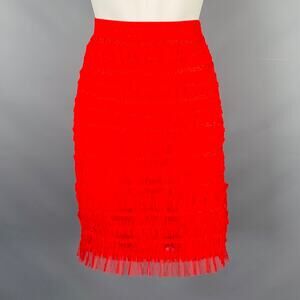NO BRAND Size 6 Red Polyamide Lace Pencil Skirt